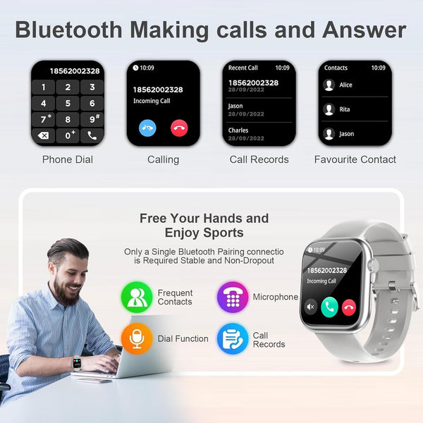GADIXY Smart Watches for Men Women with Bluetooth Calls,1.83" Fitness Tracker with Spo2/Hr/Sleep/Bp Monitor,110+ Sports Activity Trackers,Ip68