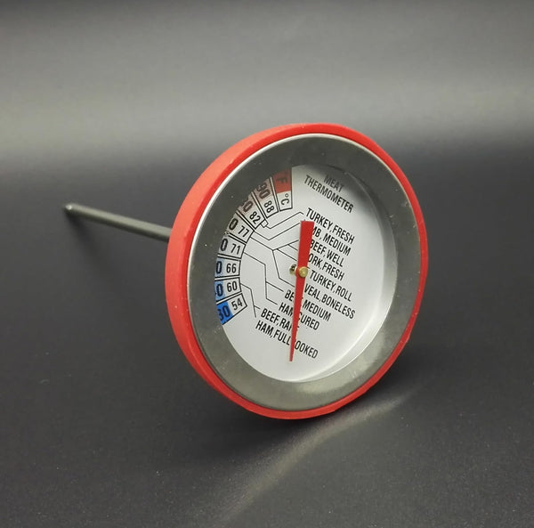 Classic Style Meat Thermometer with Red Silicone Holder Temperature from 130 to 190F Degree Suit for Home and BBQ Kitchen Thermometer
