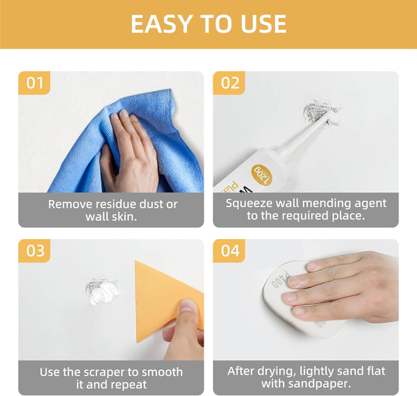 2Pcs Drywall Repair Kit Hole Repair Patch Kits Wall Spackle Repair Paste Wall Mending Agent Quick Fix Solution for Home Wall, White Repair Putty