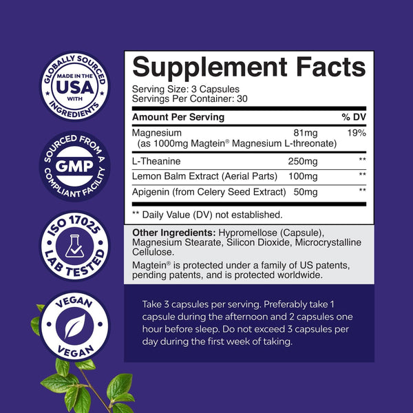 High Absorption Magnesium Sleep Supplement - Rest Support Magnesium Threonate Apigenin Theanine for Sleep and Rest for Women & Men - Mg Threonate