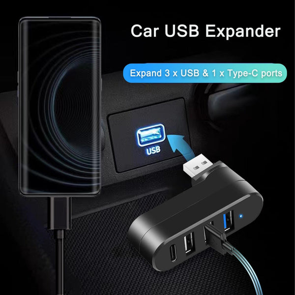 VIENON 4-Port USB 3.0 Hub [90Â°/180Â° Degree Rotatable], USB Splitter with 3 USB-A Ports & 1 USB C Power/Data Port, USB Extender for Laptop, Car,