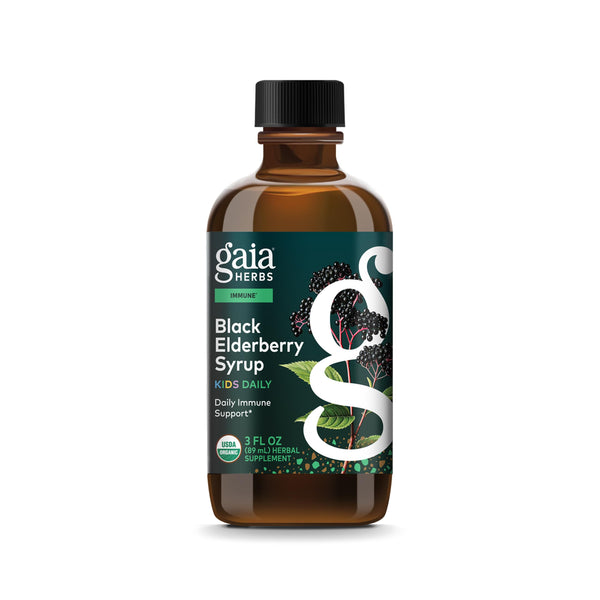 Gaia Herbs GaiaKids Black Elderberry Syrup - Delicious Immune Support Supplement for Kids* - with Organic Black Elderberries & Honey - USDA