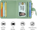 Small Wallets Woman RFID Blocking Leather Credit Card Holder - with ID Window - Card Wallets for Women - with Zipper Coin Purse - Keychain Wallet