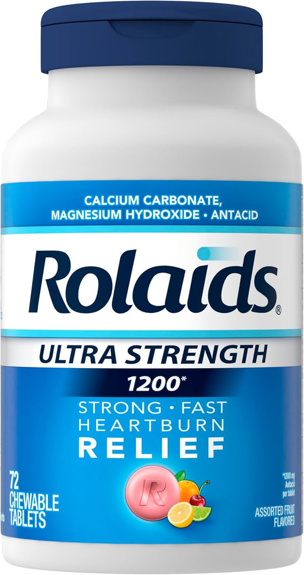 Chattem Inc. Rolaids Ultra Strength Antacid, 72 Chewable Tablets, Assorted Fruit, Ultra Strength Heartburn Relief