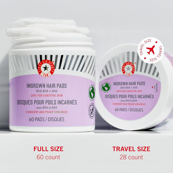 First Aid Beauty - Ingrown Hair Pads with BHA + AHA - Aftershave Treatment Pads to Help Prevent Razor Bumps for Men & Women - Exfoliate Underarms