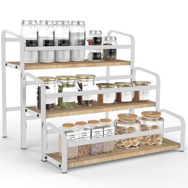 Spice Rack Organizer for Countertop , 3-Tier Spice Storage Holder with Magnetic Connetion for Kitchen , Durable Syrup Rack with Fall Protection