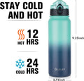 Oldley Insulated Water Bottle 20Oz for Adults Kids Stainless Steel Water Bottles with Straw/Chug/Carabiner 3 Lids Fruit Strainer Double Wall