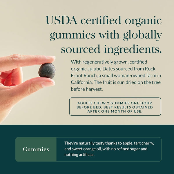 Gaia Herbs Sleep Gummies - Sleep Support*- Ashwagandha, Reishi Mushroom & Passionflower - USDA Certified Organic, Non-GMO Project Verified, Gluten
