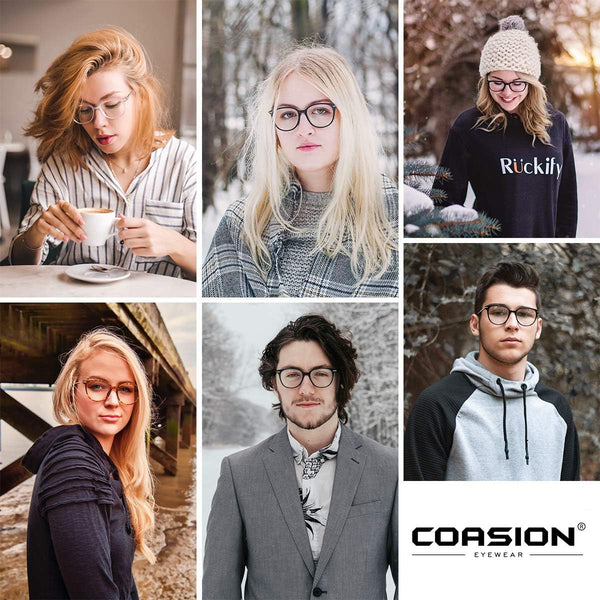 COASION Blue Light Blocking Glasses for Women Vintage round anti Blue Ray Computer Game Eyeglasses Small Face