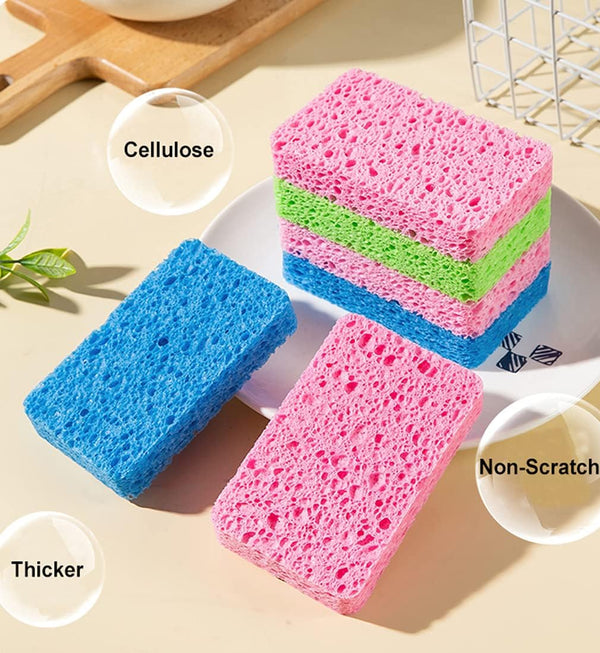 METUUTER 12-Count Kitchen Sponges- Compressed Cellulose Sponges Non-Scratch Natural Dish Sponge for Kitchen Bathroom Cars, Funny Cut-Outs DIY for