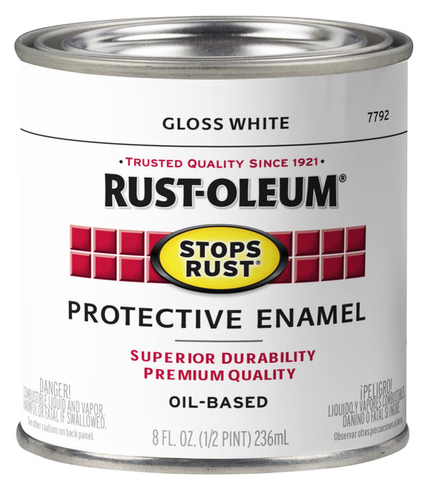 Rust-Oleum 7792730 Stops Rust Brush on Paint, Half Pint, Gloss White