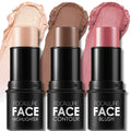FOCALLURE 3 Pcs Cream Contour Sticks,Shades with Highlighter & Bronzer & Blush,Non-Greasy Long-Wear Face Contouring Pen,Easy to Sculpt the Face