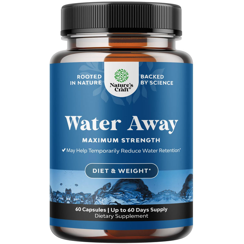 Water Away Herbal Diuretic Pills High Strength - Fluid Retention Supplement with Dandelion Leaf Extract & Green Tea for Bloating Relief for Women