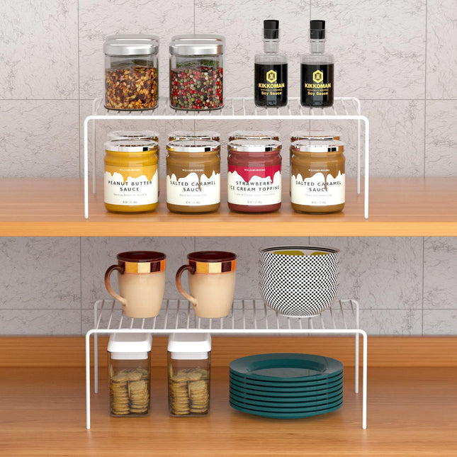 Cabinet Storage Shelf Rack Set of 2, Medium (13 X 9.4 Inch) Rustproof Metal Wire Kitchen Cabinet Organizer and Storage, 