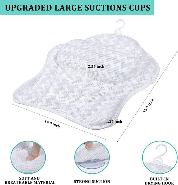 Bath Pillow, Tub Pillow for Bathtub with Strong Non-Slip Suction Cups and Comfortabl 3D Airmesh Bath Pillow for Women &Manâ¦