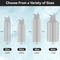 HASLE OUTFITTERS 32 Oz Insulated Water Bottle Stainless Steel Double Walled Vacuum Sports Water Bottle with 2 Lids (Straw and Spout Lid) for Gym