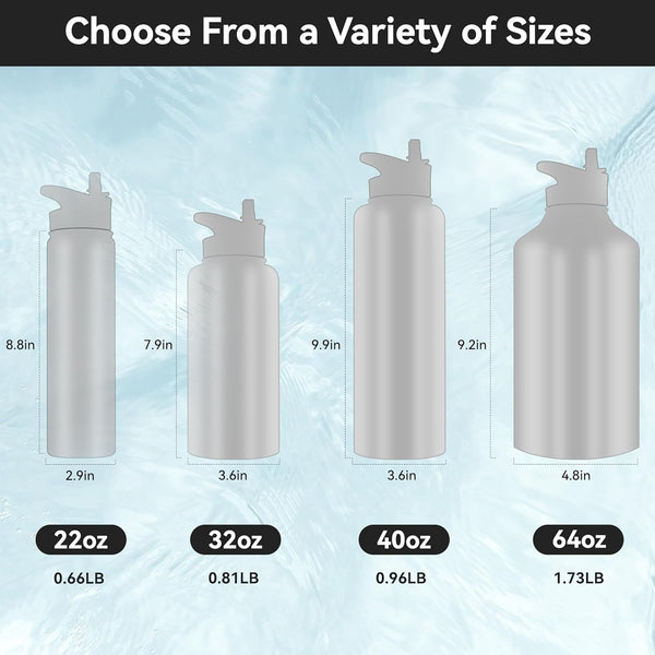 HASLE OUTFITTERS 32 Oz Insulated Water Bottle Stainless Steel Double Walled Vacuum Sports Water Bottle with 2 Lids (Straw and Spout Lid) for Gym