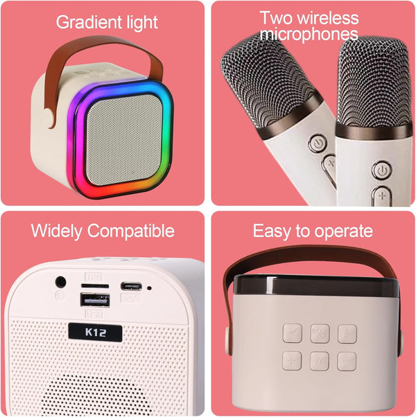 Karaoke Machine for Kids, Kids Karaoke Machine Gifts for Girls and Boys Family Party, Kids Karaoke Machine for Girls with 2 Wireless Microphones,