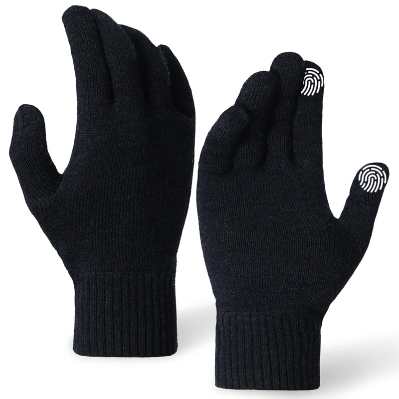 WANDER Gloves for Men Womens Lightweight Merino Wool Touchscreen Thermal Knit Running Winter Glove Liners