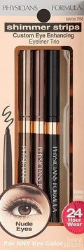 Physicians Formula Shimmer Eyeliner Pencil Set of 3, Black, Dark Brown, Brown, Custom Eye Enhancing Eyeliner Trio, Dermatologist Approved