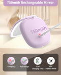 Wobsion Travel Mirror with Light, Rechargeable 1X/10X Compact Magnifying Mirror, Dimmable Pocket Mirror,Handheld 2-Side Mirror with Light,4Inch