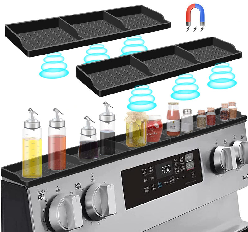 Hydream Stove Top for Silicone Shelf,30 Inch Magnetic Shelf over the Stove Spice Rack,Kitchen Shelf for above Stovetop Organizer Magnet Flat Back
