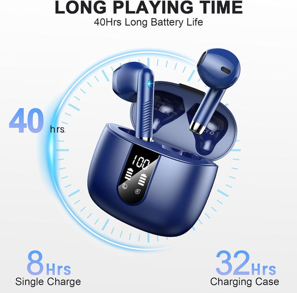 Wireless Earbud Bluetooth 5.3 Headphones with Clear Sound, 40H Playtime, Sport Earbud Touch Control with LED Digital Display, IP7 Waterproof