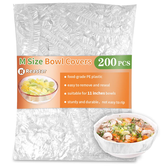 200 Pcs Bowl Covers for Bread Proofing, Plastic Shower Caps for Sourdough Bread, Food Covers Stretch Reusable Elastic, K