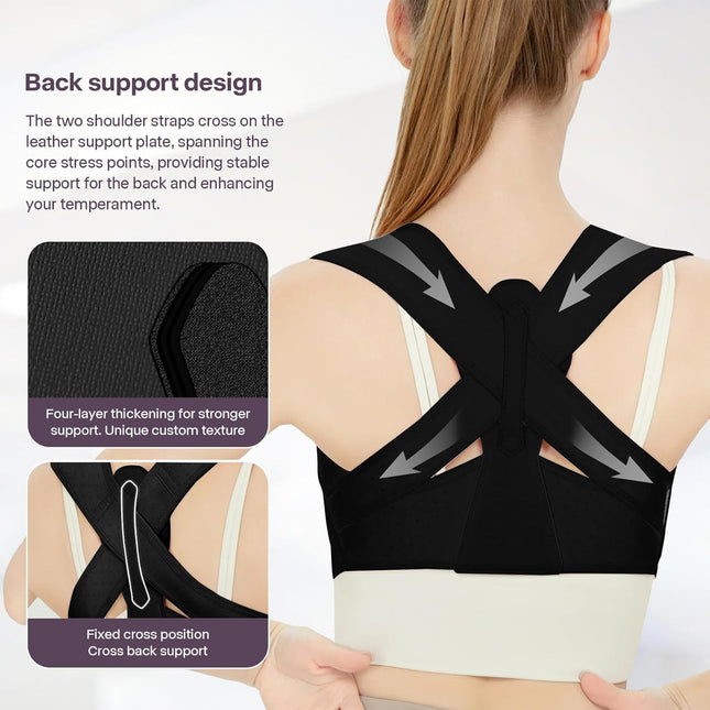 Back Brace Posture Corrector for Women, Upper Back Support Straps Straightener, Hunchback Improve Posture Correct-Should