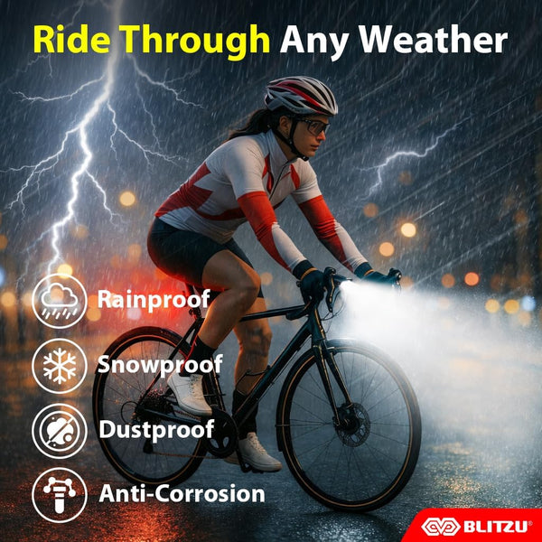 BLITZU Bike Lights, Super Bright Bicycle USB-C Rechargeable Headlight, Taillight & Bike Set, Waterproof Safety Front & Rear Back Light for Night