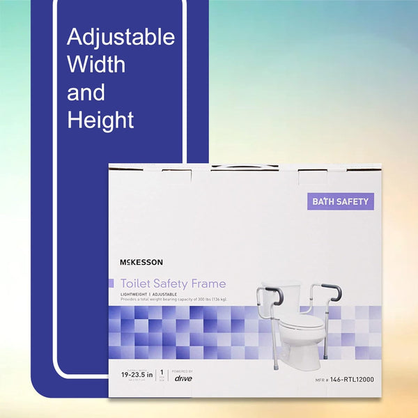 Mckesson Toilet Safety Frame and Rail, Aluminum, Adjustable, 300 Lbs Weight Capacity, 1 Count