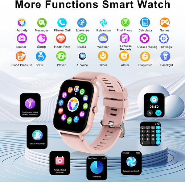 Smart Watch for Men Women Compatible with IOS Android Phone, 1.83" Full Touchscreen IP68 Waterproof Smartwatch,Fitness Tracker with Make/Recive