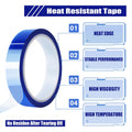 4 Rolls 20Mm X33M(108Ft) Blue Heat Tape High Temperature Heat Resistant Tape Heat Transfer Tape for Heat Sublimation Press Vinyl,No Residue