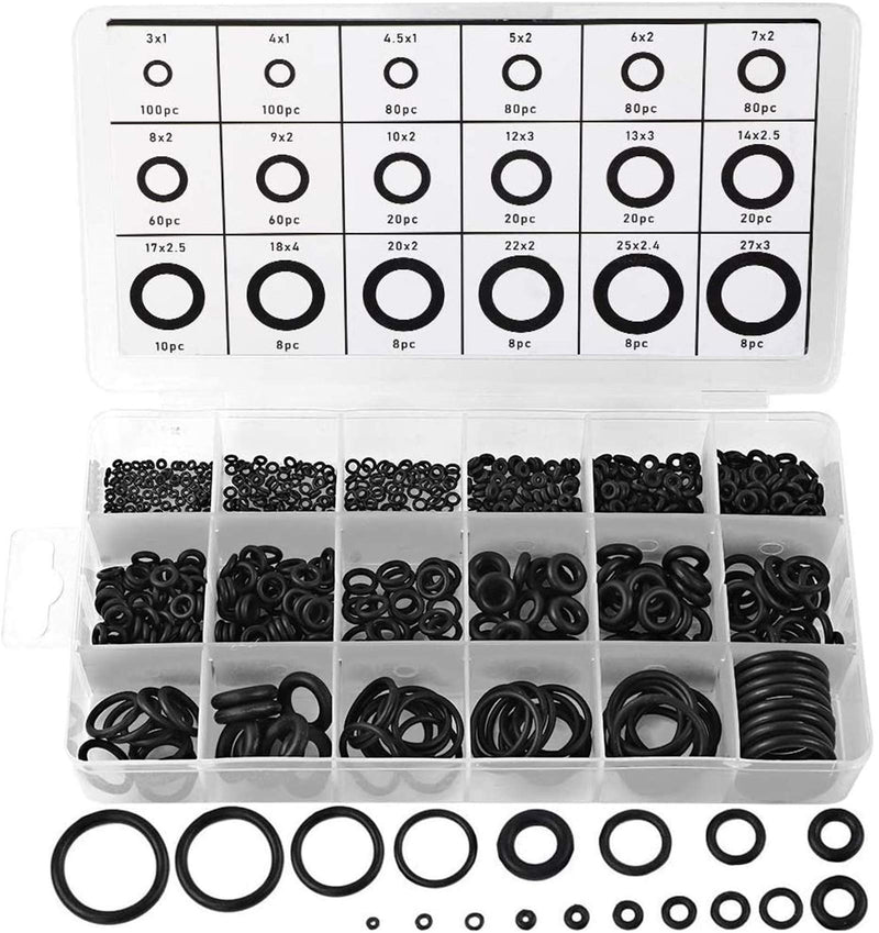 Hongway 770Pcs Rubber O Ring Assortment Kits 18 Sizes Sealing NBR Gasket Washers for Car Auto Vehicle Repair, Professional Plumbing, Air or Gas