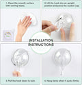 VIS'V Wreath Hanger, Large Suction Cup Wreath Hooks with Wipes, Heavy Duty, 22 LB Capacity, Removable and Reusable, Clear, 8 Pcs