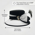 June'S Young Women Church Hats Formal Dress Derby Hats with Feather Elegant Bucket Hats (Black/White)
