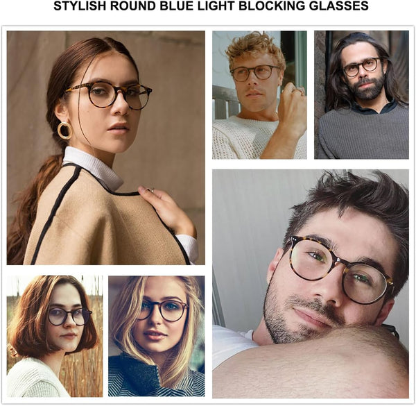 Gleyemor Blue Light Glasses for Men Women, Vintage round Frame Computer Eyeglasses