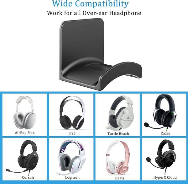 SOKUSIN Headphone Stand Headset Holder - Adhesive Gaming Earphones Hanger, Universal Desk Wall Mount Hook for All Headphone/Controller, Compatible