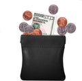 Nabob Leather Genuine Leather Squeeze Coin Purse, Coin Pouch Made IN U.S.A. Change Holder For Men/Woman Size 3.5 X 3.5 Black