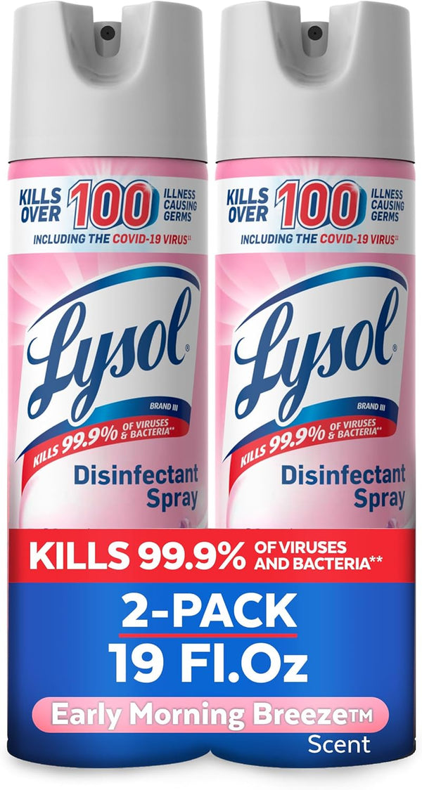 Lysol Disinfectant Spray, Sanitizing and Antibacterial Spray, for Disinfecting and Deodorizing, Early Morning Breeze, 19 Fl Oz (Pack of 2),