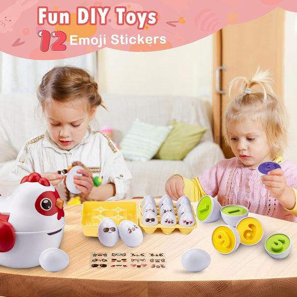 Easter Egg Matching Game for Toddlers - Educational Color & Shape Recognition Toy, 12-Piece Set | Easter Basket Stuffers for Kids