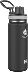 Takeya Originals Vacuum Insulated Stainless Steel Water Bottle, 18 Ounce, Black.