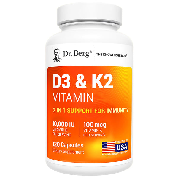 Dr. Berg Vitamin D3 K2 W/Mct Powder - Includes 10,000 IU of Vitamin D3, 100 Mcg MK7 Vitamin K2, Purified Bile Salts, Zinc & Magnesium for Ultimate