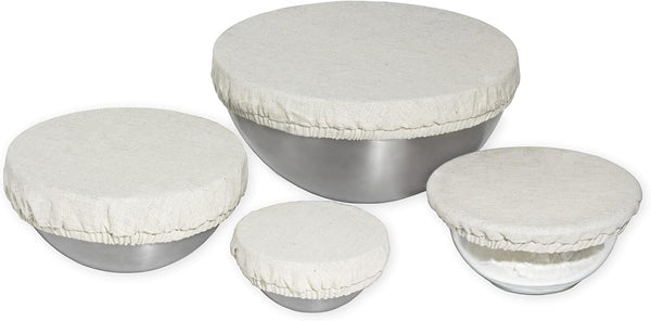 Reusable Cloth Bowl Covers - 100% Cotton Fabric Bowl Covers Set to Cover Fruits, Vegetables and Regulate Moisture - Elastic Bowl Covers for
