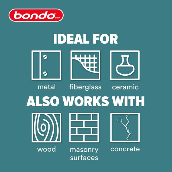 3M Bondo Short Strand Fiberglass Reinforced Filler 21 Oz (595.34 G) with Bondo Cream Hardener 0.5 Oz (14G), Repair Holes up to 0.5 IN, Waterproof