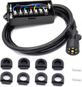 6 Foot 7 Pin Trailer Plug Wiring Harness 7 Way RV Trailer Cord Wire with 7 Gang Waterproof Junction Box