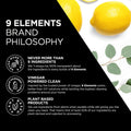 9 Elements Natural Dish Soap, Dishwashing Liquid with Lemon Essential Oils, Made with the Power of Vinegar, 1 Dish Spray Starter Kit & 3 Refills