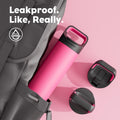 24 Oz Insulated Water Bottle for Sports: 3 Lids, Leakproof, Keep Cold 24H, Car Cupholder Friendly, Stainless Steel Water Flask with Straw and
