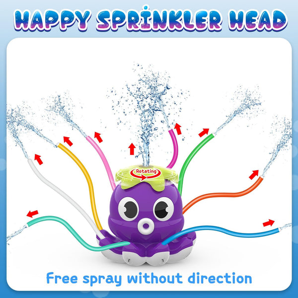 Outdoor Water Spray Sprinkler for Kids and Toddlers, Summer outside Toys Backyard Games with 8 Wiggle Tubes, Attaches to Garden Hose Splashing Fun