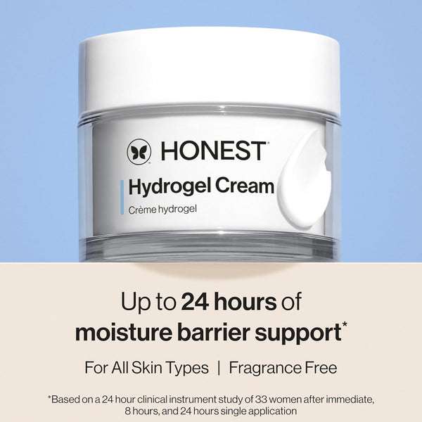 Honest Beauty Hydrogel Cream with Hyaluronic Acid | Lightweight, Moisturizing Water Cream | Gentle for Sensitive Skin, Fragrance Free, Vegan | 1.7